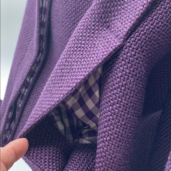 YSL Yves Saint Laurent Silk & Cotton Cropped Purple Coat Sz 12 (F44) - Picture 8 of 16